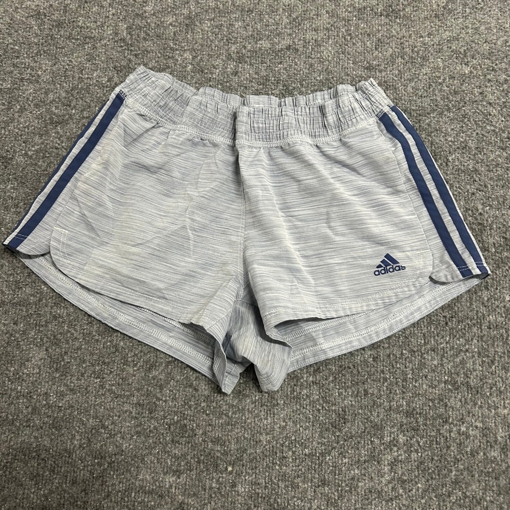 Adidas Shorts Womens Size M Blue Aeroready Heathered Striped Athletic Running